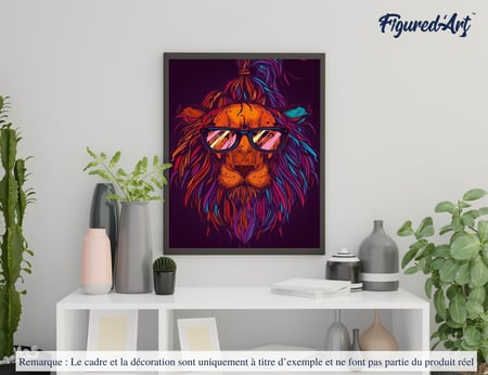 Peinture par Numéro Figured'Art - Lion à lunettes - Kit de Loisir Créatif DIY Numéro d'Art Complet - 40x50cm sans châssis en bois