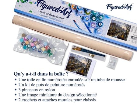 Peinture par Numéro Figured'Art - Vie sur le canal - Kit de Loisir Créatif DIY Numéro d'Art Complet - 40x50cm sans châssis en bois