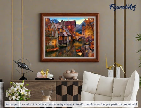 Peinture par Numéro Figured'Art - Canaux chaleureux - Kit de Loisir Créatif DIY Numéro d'Art Complet - 40x50cm sans châssis en bois