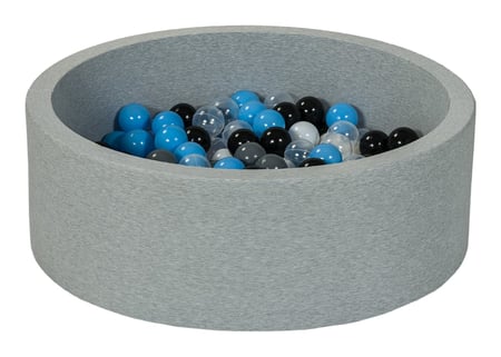 Piscine à balles Aire de jeu + 200 balles noir, blanc, transparent, gris, bleu clair - Velinda