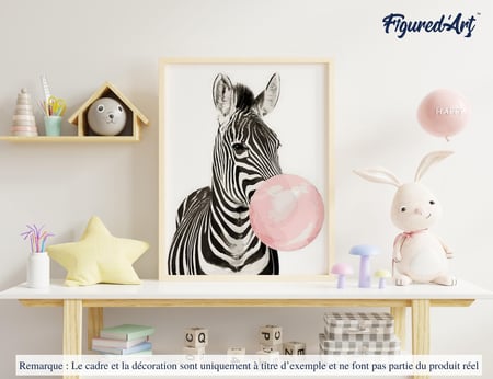 Peinture par Numéro Figured'Art - Zèbre et Chewing gum - Kit de Loisir Créatif DIY Numéro d'Art Complet - 40x50cm sans châssis en bois
