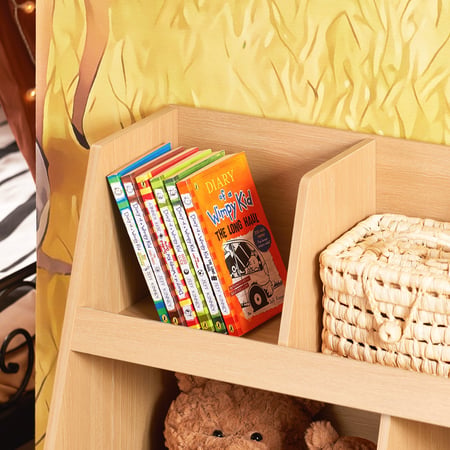 Bibliothèque Enfant 6 Niveaux En Bois Et Tissu - Dimensions 75x30x76 Cm, Capacité 15 Kg, Rangement Livres Jouets