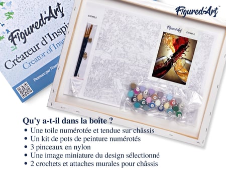 Peinture par Numéro Figured'Art avec Cadre - Mélanges de Vins - Kit de Loisir Créatif DIY Numéro d'Art Complet - 40x50cm toile tendue sur châssis