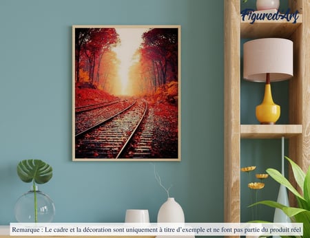 Peinture par Numéro Figured'Art - Les Rails en Automne - Kit de Loisir Créatif DIY Numéro d'Art Complet - 40x50cm sans châssis en bois