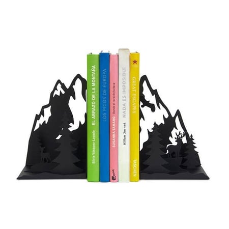 Serre-livres Montagnes Noir – Balvi | Métal Design Paysage Hivernal