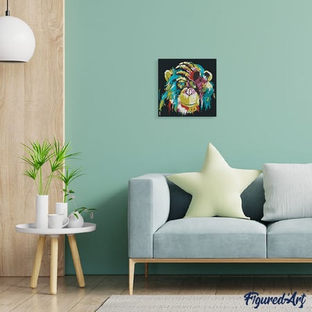 Mini Peinture par Numéro Figured'Art 20x20cm avec cadre Babouin Pop Art ...