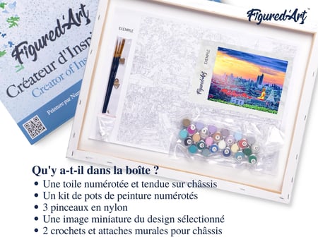 Peinture par Numéro Figured'Art avec Cadre - Buddha Bangkok - Kit de Loisir Créatif DIY Numéro d'Art Complet - 40x50cm toile tendue sur châssis