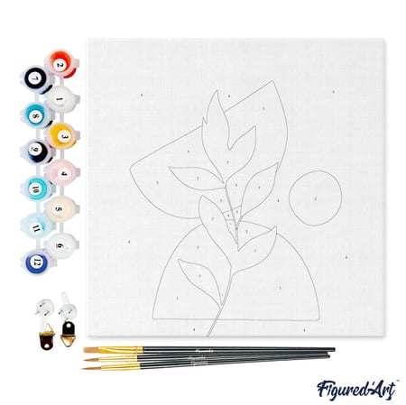 Mini Peinture par Numéro Figured'Art 20x20cm avec cadre Plante 4 - Petit Format