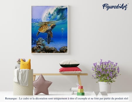 Peinture par Numéro Figured'Art - Tortue marine - Kit de Loisir Créatif DIY Numéro d'Art Complet - 40x50cm sans châssis en bois