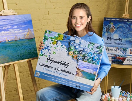 Peinture par Numéro Figured'Art avec Cadre - Régates à Sainte-Adresse - Monet - Kit de Loisir Créatif Numéro d'Art - 40x50cm toile tendue sur châssis