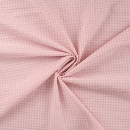Tissu Seersucker Carreaux Rayures Rose