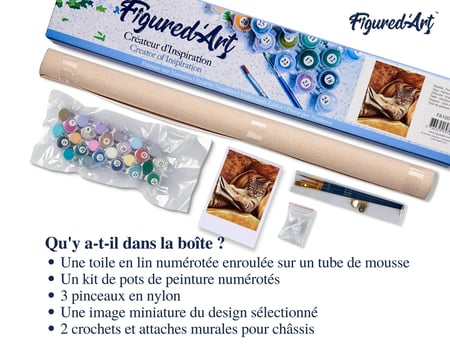 Peinture par Numéro Figured'Art - Chat Connaisseur - Kit de Loisir Créatif DIY Numéro d'Art Complet - 40x50cm sans châssis en bois