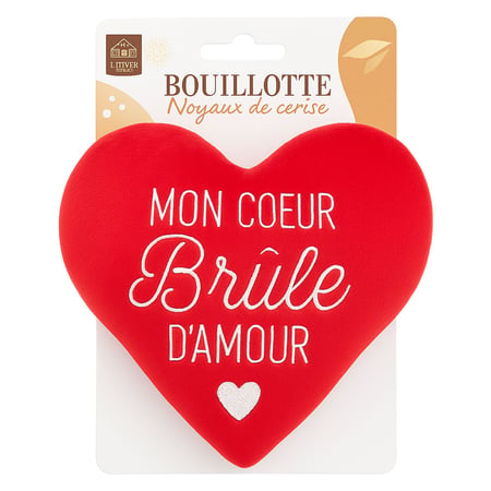 Bouillotte aux noyaux de cerise coeur