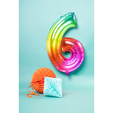 Ballon Géant Rainbow Chiffre 6 - 81 cm