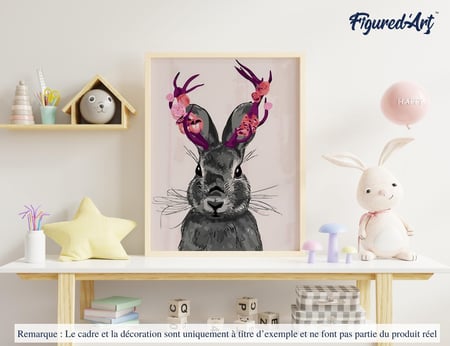 Peinture par Numéro Figured'Art - Joli Lapin - Kit de Loisir Créatif DIY Numéro d'Art Complet - 40x50cm sans châssis en bois