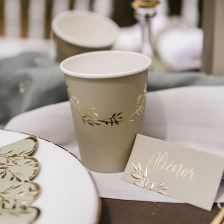 10 Marque Places Jolis Brins Vert Sauge et Or - 8 cm