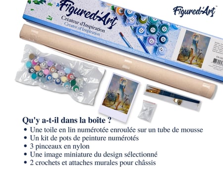 Peinture par Numéro Figured'Art - Jeune femme à bicyclette - Kit de Loisir Créatif DIY Numéro d'Art Complet - 40x50cm sans châssis en bois