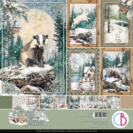 12 papiers scrapbooking carterie 30 x 30 cm Ciao Bella FOREST TALES