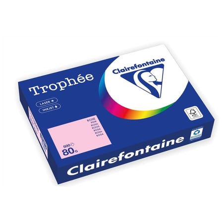 Lot de 5 Ramettes de papier FSC CLAIREFONTAINE - Rose - A4 - 80g - 500 feuilles