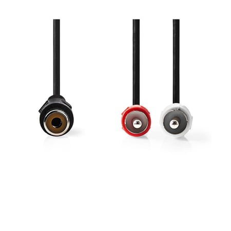 Nedis Câble Audio Stéréo 2 RCA Mâle vers RCA Femelle 0.20m Son Stable Noir
