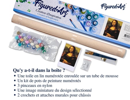 Peinture par Numéro Figured'Art - Da Vinci Mona Lisa La Joconde - Kit de Loisir Créatif DIY Numéro d'Art Complet - 40x50cm sans châssis en bois