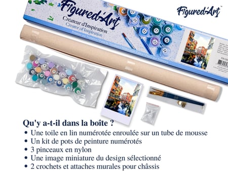 Peinture par Numéro Figured'Art - Aquarelle de Venise - Kit de Loisir Créatif DIY Numéro d'Art Complet - 40x50cm sans châssis en bois