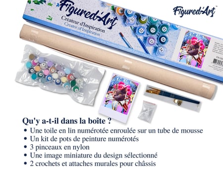 Peinture par Numéro Figured'Art - Chat Mardigras - Kit de Loisir Créatif DIY Numéro d'Art Complet - 40x50cm sans châssis en bois
