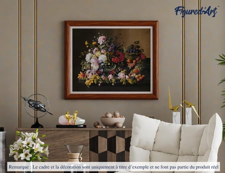 Peinture par Numéro Figured'Art avec Cadre - Fleurs et Fruits - Severin Roesen - Loisir Créatif Numéro d'Art - 40x50cm toile tendue sur châssis