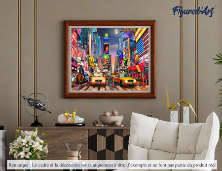 Peinture par Numéro Figured'Art - Nuit à Timesquare - Kit de Loisir Créatif DIY Numéro d'Art Complet - 40x50cm sans châssis en bois