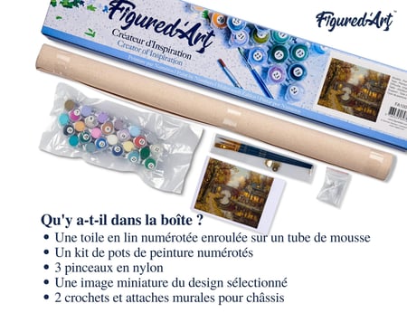 Peinture par Numéro Figured'Art - Retraite et tranquilité - Kit de Loisir Créatif DIY Numéro d'Art Complet - 40x50cm sans châssis en bois