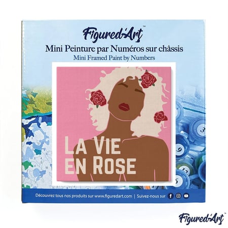 Mini Peinture par Numéro Figured'Art 20x20cm avec cadre La Vie en Rose - Petit Format