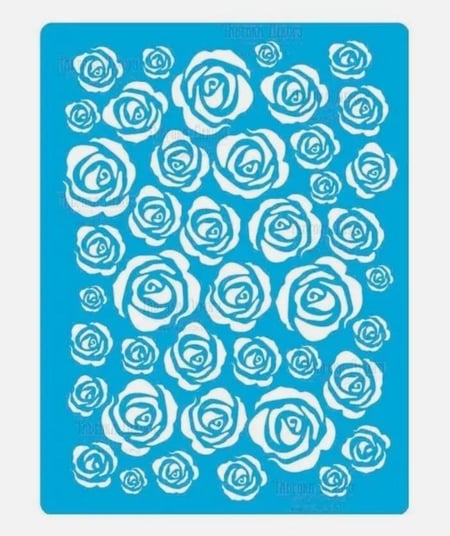 Pochoir plastique souple réutilisable 18,5 x 14,5 cm Fabrika Decoru ROSE FLEUR 187