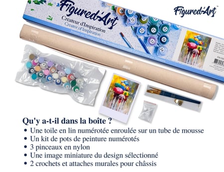 Peinture par Numéro Figured'Art - Farandoles de parapluies 2 - Kit de Loisir Créatif DIY Numéro d'Art Complet - 40x50cm sans châssis en bois