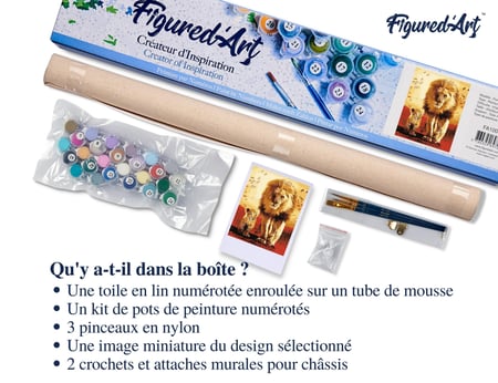 Peinture par Numéro Figured'Art - Lion et son Petit - Kit de Loisir Créatif DIY Numéro d'Art Complet - 40x50cm sans châssis en bois