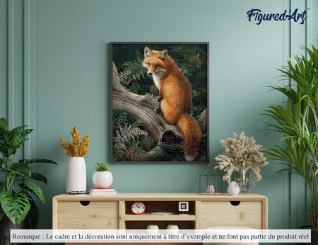 Peinture par Numéro Figured'Art - Renard dans les Fougères - Kit de Loisir Créatif DIY Numéro d'Art Complet - 40x50cm sans châssis en bois