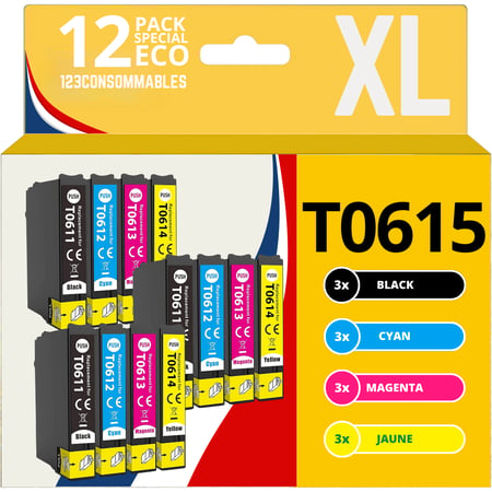 123CONSOMMABLES - T0615 - Cartouches compatible avec Epson T0615 T0611 T0612 T0613 T0614 pour Stylus D120 D78 D92 DX4000 DX8000 SX110 SX200 - 123CONSOMMABLES