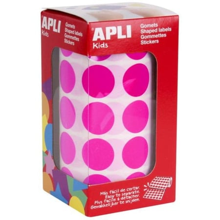 Apli Agipa - Gommettes rouleau Rond Ø 20 mm fuschia x 1 770