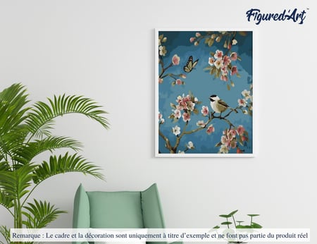 Peinture par Numéro Figured'Art - Oiseau et Papillon - Kit de Loisir Créatif DIY Numéro d'Art Complet - 40x50cm sans châssis en bois
