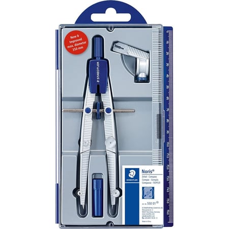 Compas scolaire  - Avec vis - Réglage rapide et précis - Staedtler Noris 550