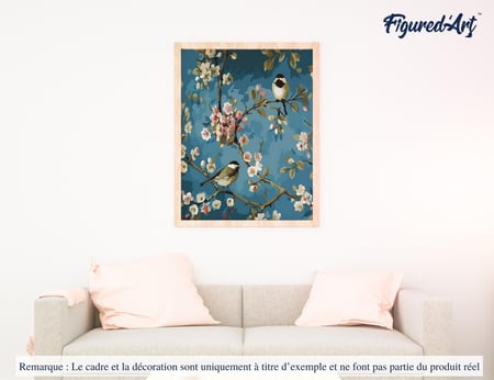 Peinture par Numéro Figured'Art - Fleurs et Oiseaux - Kit de Loisir Créatif DIY Numéro d'Art Complet - 40x50cm sans châssis en bois
