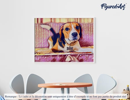 Peinture par Numéro Figured'Art - Beagle Mignon - Kit de Loisir Créatif DIY Numéro d'Art Complet - 40x50cm sans châssis en bois