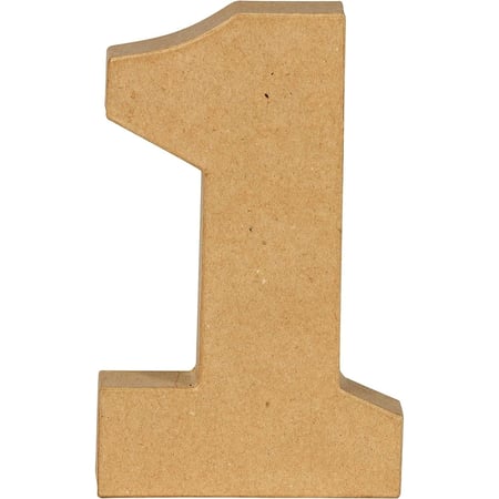 Chiffre 1 à décorer M00185 - Papier mâché - 20 cm - Brun