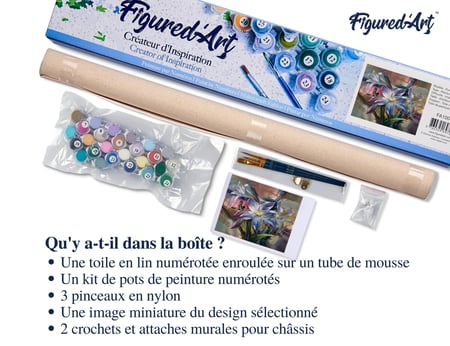Peinture par Numéro Figured'Art - Lys colorés - Kit de Loisir Créatif DIY Numéro d'Art Complet - 40x50cm sans châssis en bois