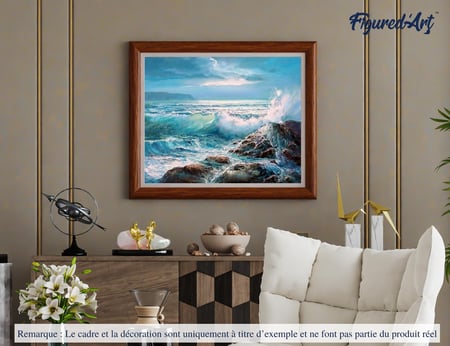 Peinture par Numéro Figured'Art - Les Vagues - Kit de Loisir Créatif DIY Numéro d'Art Complet - 40x50cm sans châssis en bois