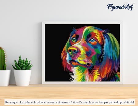 Peinture par Numéro Figured'Art - Chien Pop Art - Kit de Loisir Créatif DIY Numéro d'Art Complet - 40x50cm sans châssis en bois