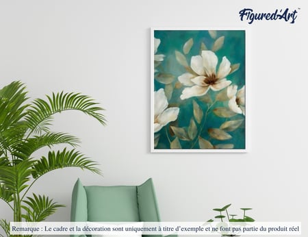 Peinture par Numéro Figured'Art - Fleurs blanches abstraites - Kit de Loisir Créatif DIY Numéro d'Art Complet - 40x50cm sans châssis en bois