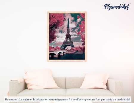 Peinture par Numéro Figured'Art - Tour Eiffel au Printemps - Kit de Loisir Créatif DIY Numéro d'Art Complet - 40x50cm sans châssis en bois