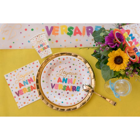 10 Assiettes Anniversaire Ballon Multicolores