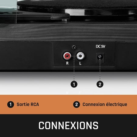 Platine vinyle 33 et 45 tours haut parleur intégrés Lenco LS10 noir
