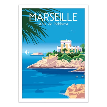Affiche 30x40 cm - Marseille Anse de Maldormé - Raphael Delerue